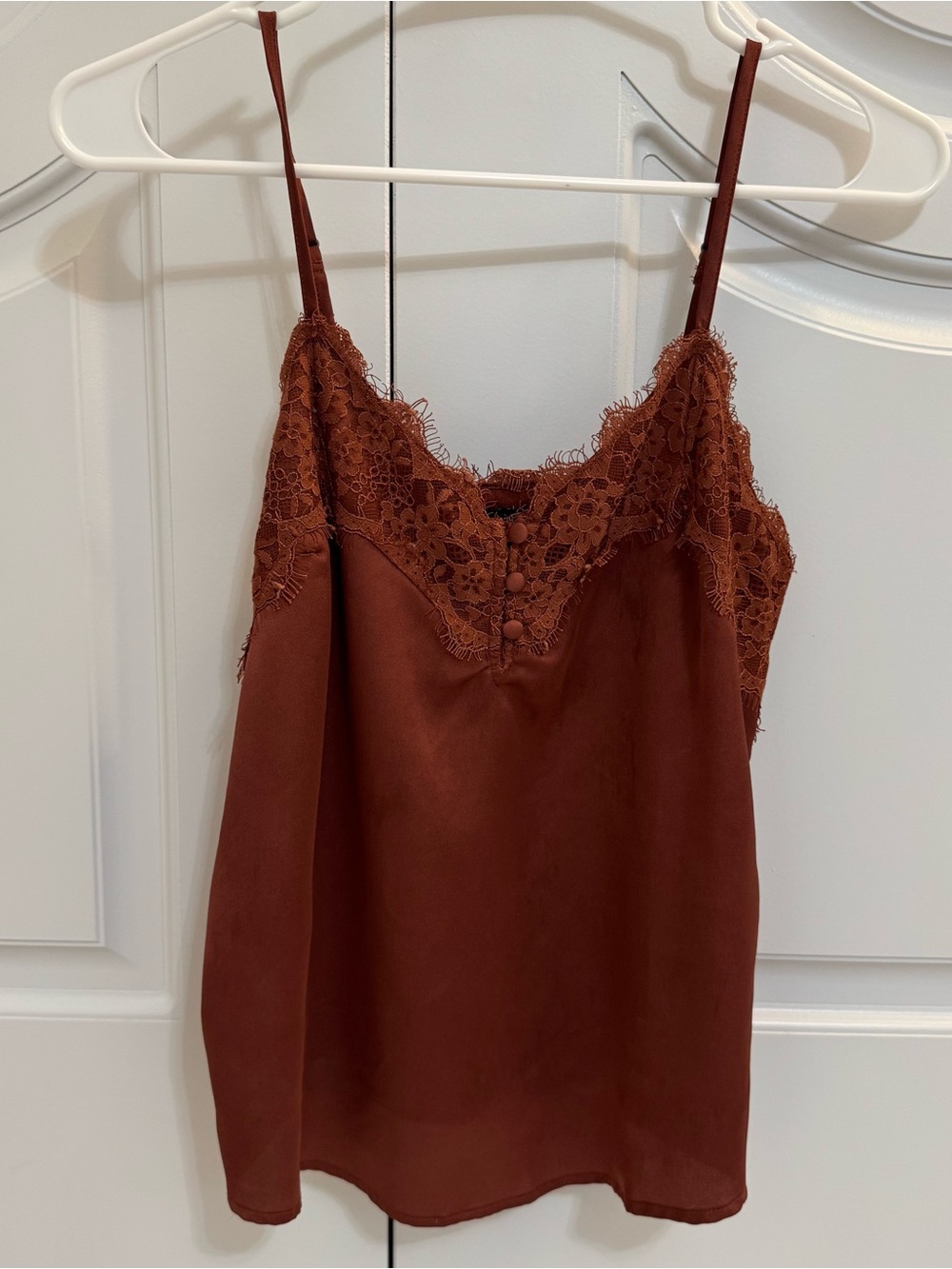 Abercrombie & Fitch Rust Lace-Trim Satin Camisole